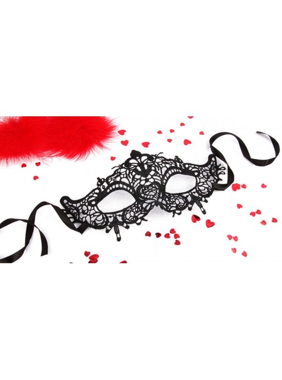 Чёрная ажурная маска на завязочках "Памелла"