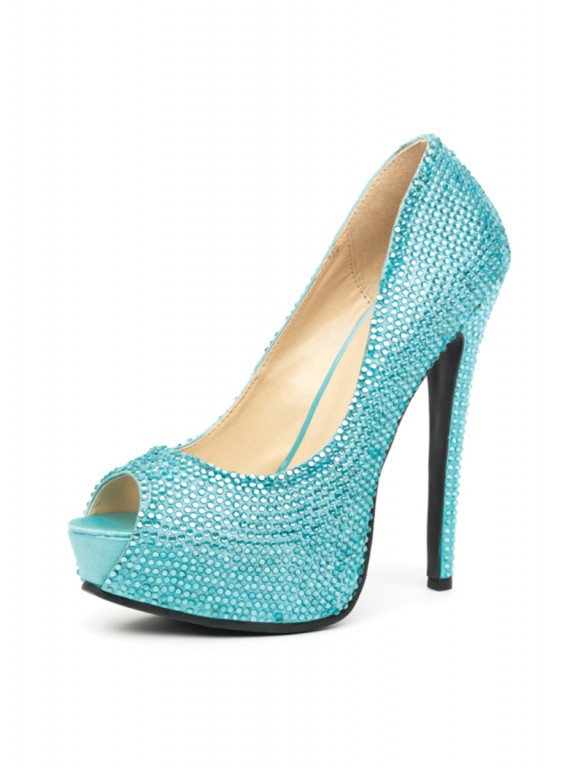 Шикарные голубые туфли со стразами Glamour 38 (SALE -65%)