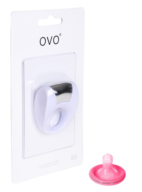 Эрекционное белое кольцо на пенис OVO с вибрацией