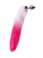 Средняя анальная втулка с бело-розовым хвостом Metal by TOYFA