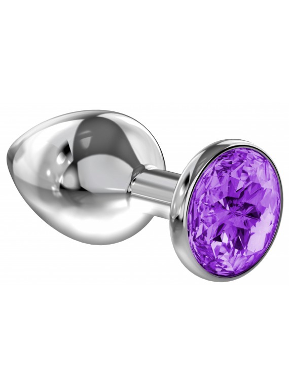 Большая серебряная металлическая пробка с фиолетовым кристаллом