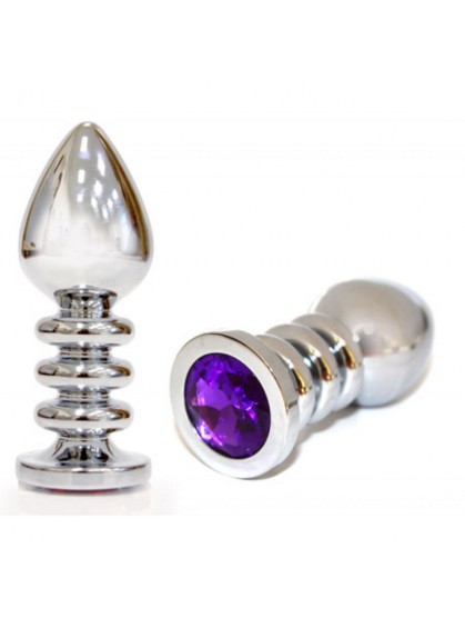 Большая серебряная пробка с фиолетовым кристаллом и рельефной ножкой