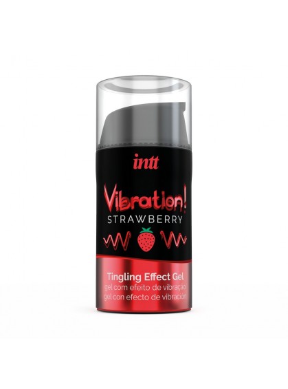 Жидкий вибратор с согревающим эффектом и ароматом клубники Vibration! Strawberry (15 мл)
