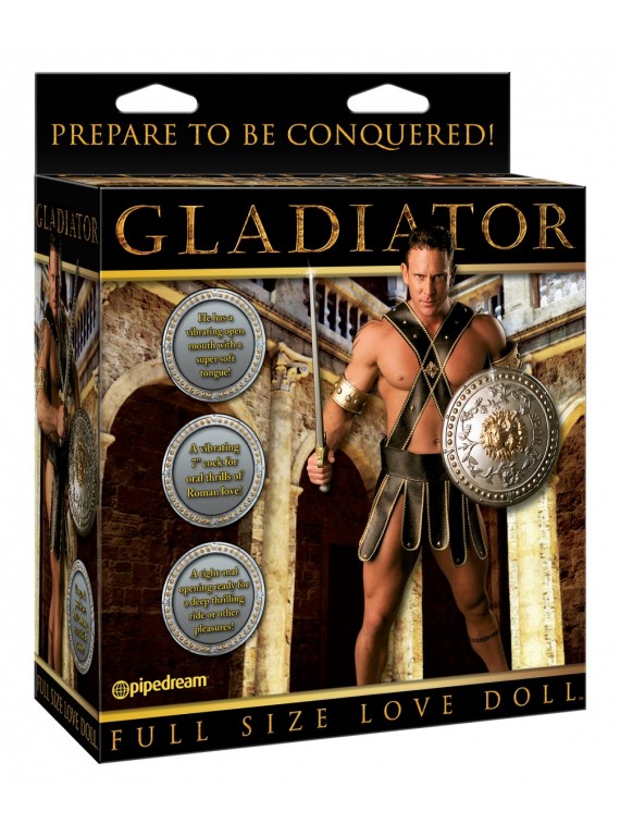 Кукла-мужчина с языком и фаллосом Gladiator Love Doll с вибрацией