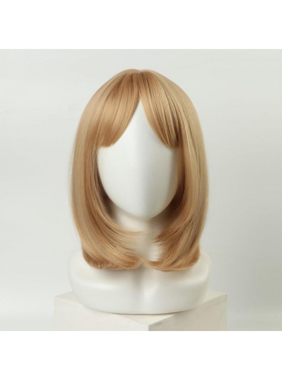 Парик удлиненное каре блонд с чёлкой и имитацией кожи (30 см)