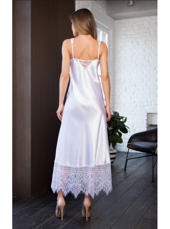 Белое платье-пеньюар с кружевом Evelin XXL
