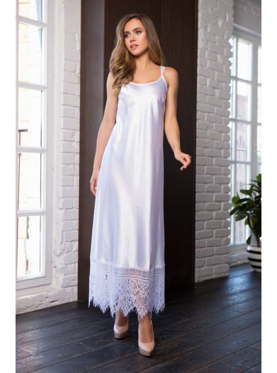 Белое платье-пеньюар с кружевом Evelin XXXL