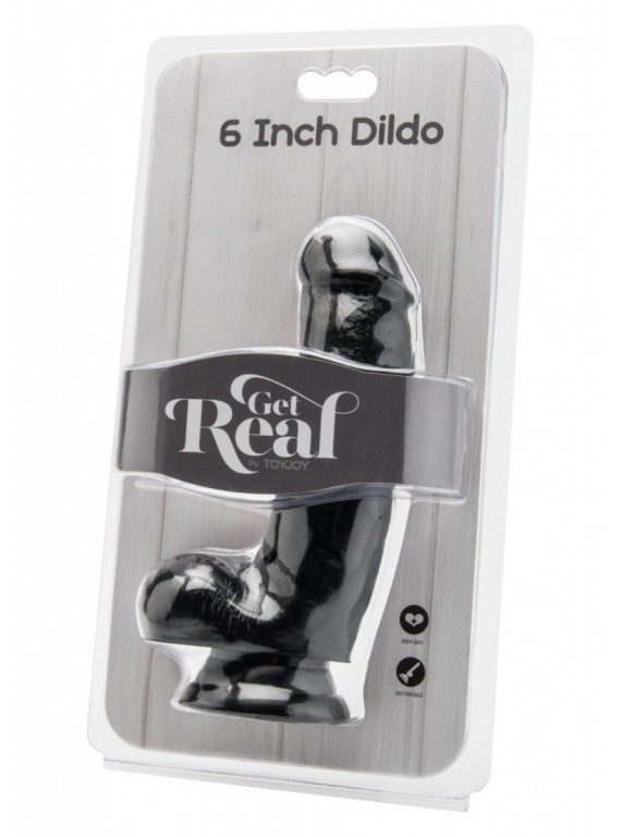 Черный фаллос с мошонками Dildo 6 inch with Balls