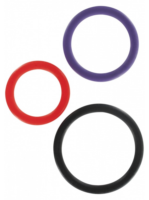 Эрекционный набор из трех  разноцветных колец  для пениса