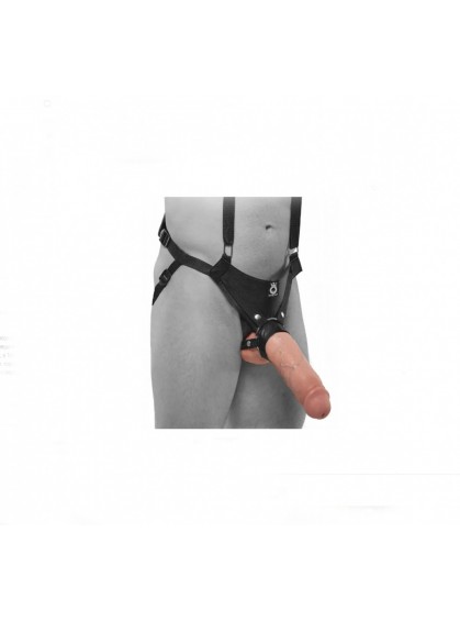 Страпон-трусики на подтяжках с фаллопротезом Hollow Strap-On Suspender System 11''
