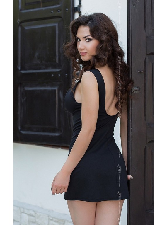 Черное мини платье с декольте DINA L