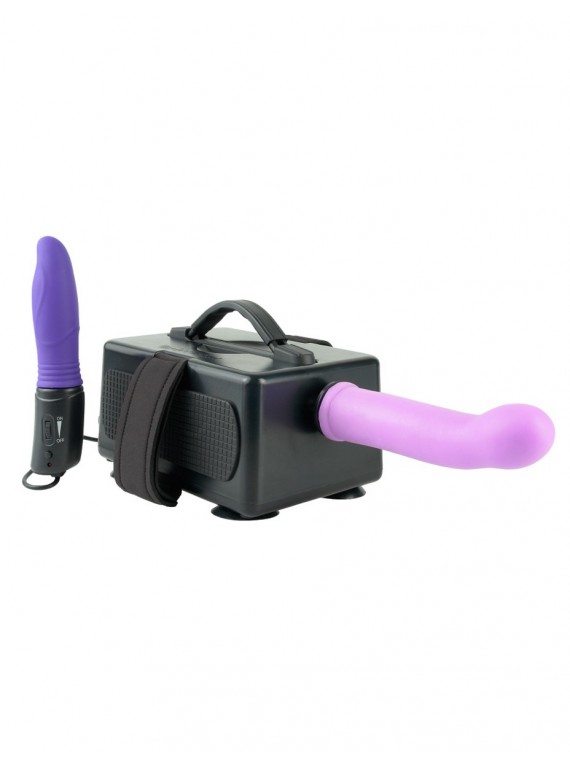 Компактная секс-машина Portable Sex Machine с двумя сменными насадками и вибратором