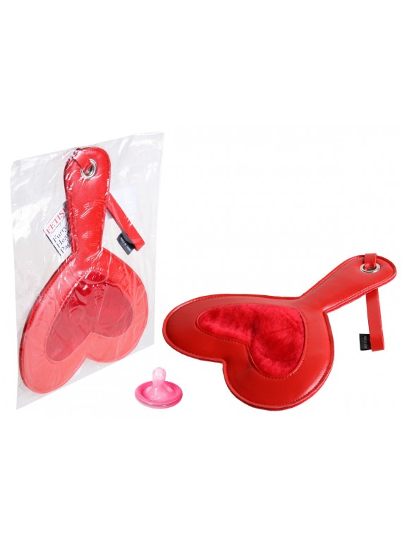 Красная шлепалка в форме сердца Furry Heart Paddle