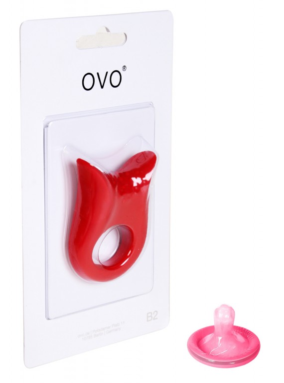Красное эрекционное кольцо OVO с вибрацией