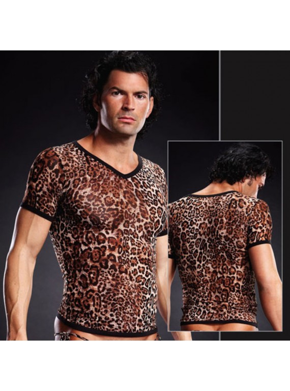 Леопардовая футболка в сетку LXL