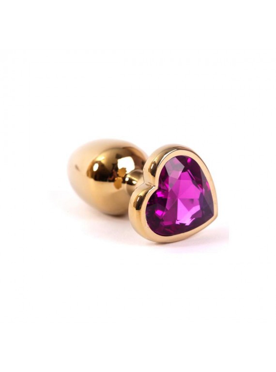 Малая золотая пробка с малиновым кристаллом в виде сердца Jewelry Plugs Anal