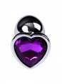Малая серебристая втулка с кристаллом в виде сердца фиолетовго цвета Toyfa