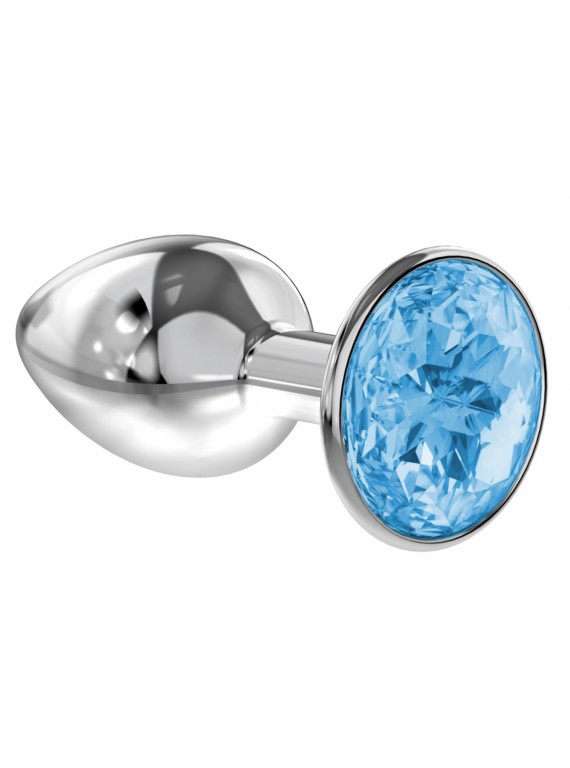 Малая серебряная металлическая пробка с голубым кристаллом