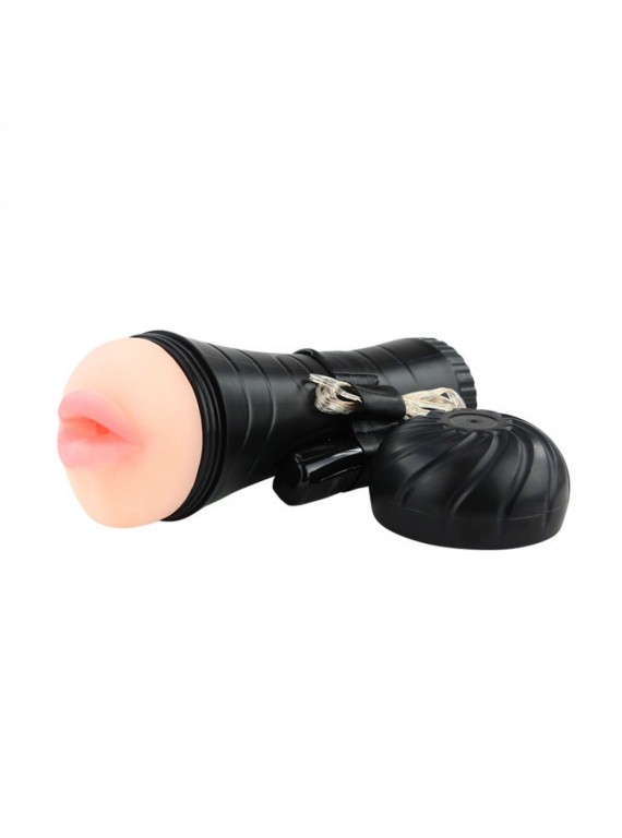 Мастурбатор-ротик с вибрацией в форме фонарика Pink Mouth