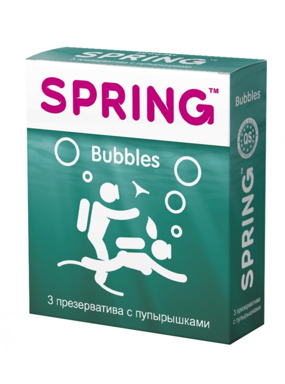 Презервативы SPRING Bubbles с пупырышками и ароматом тутти-фрутти (3 шт)