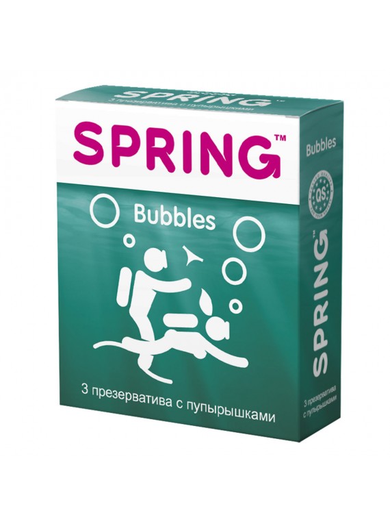 Презервативы SPRING Bubbles с пупырышками и ароматом тутти-фрутти (9 шт)