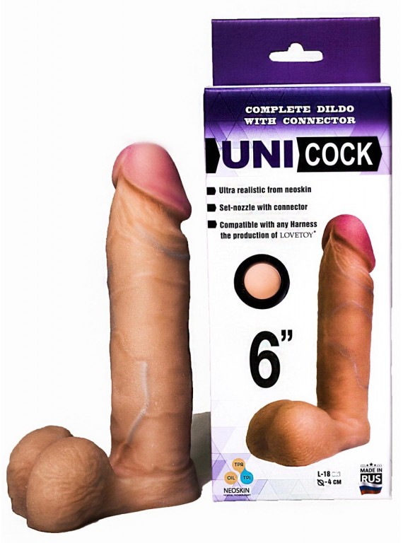 Реалистичная насадка для страпон-трусиков Uni Cock 6" (вторая кожа)
