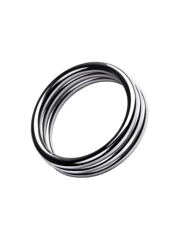 Ребристое металлическое кольцо на пенис M
