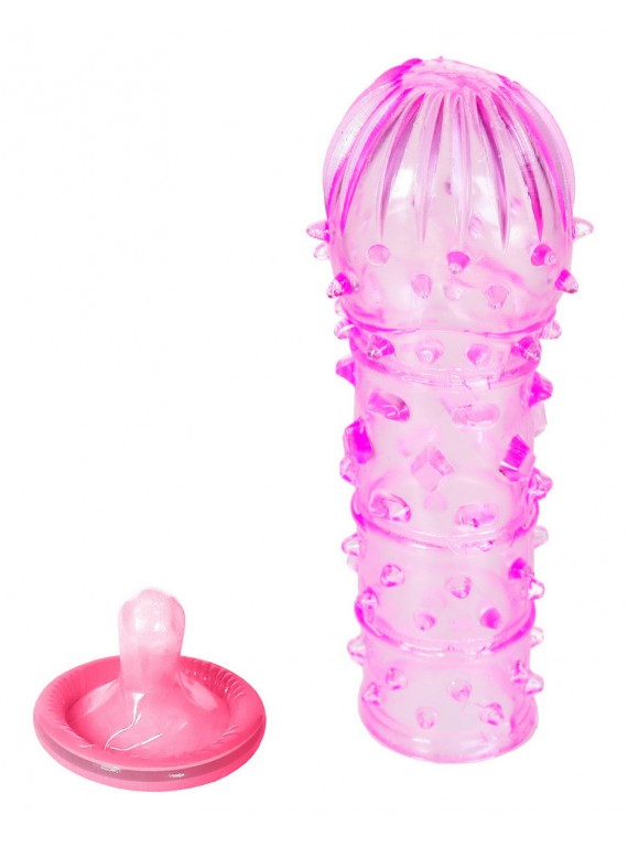 Розовая насадка на пенис French Super Sleeve