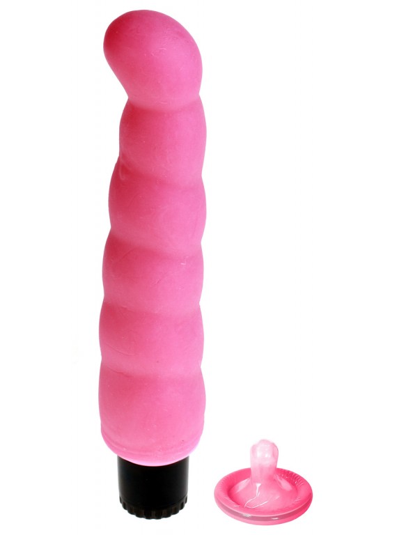 Розовый вибратор с нежной насадкой The Realistic Cock