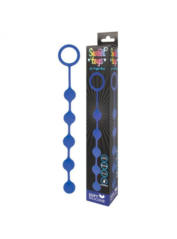 Синяя анальная цепочка с металлическими шариками Sweet toys (23 см)