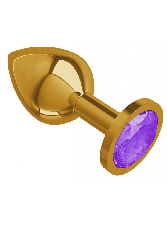 Средняя золотая пробочка с фиолетовым круглым кристаллом