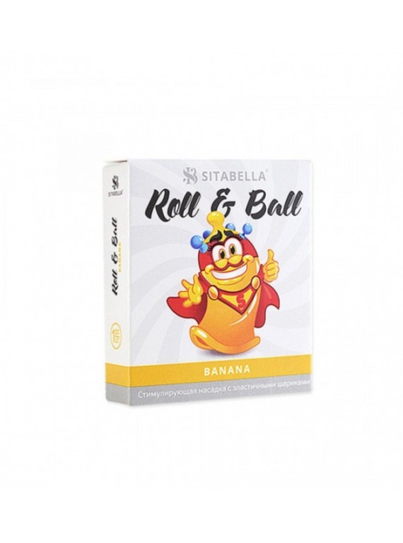 Стимулирующий презерватив с шариками Roll & Ball с ароматом банана (1 шт)