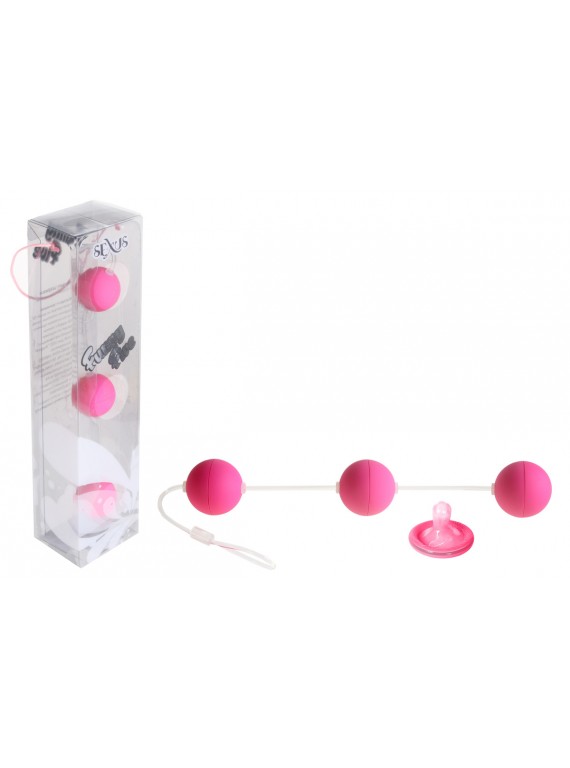 Трехрядные анальные шарики розовые Funny Five