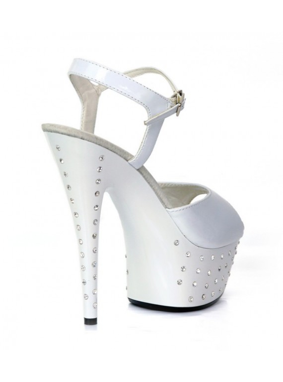 Туфли белые с кристаллами на платформе и каблуке 38 (SALE - 50%)